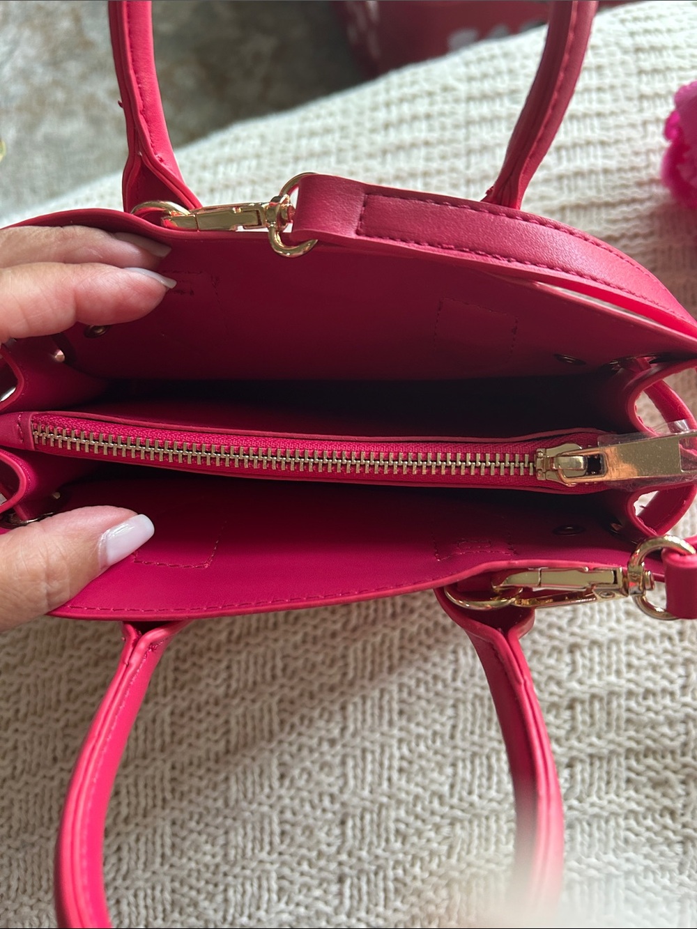 ALDO Fuchsia Mini Satchel with Gold Hardware - Picture 3 of 3